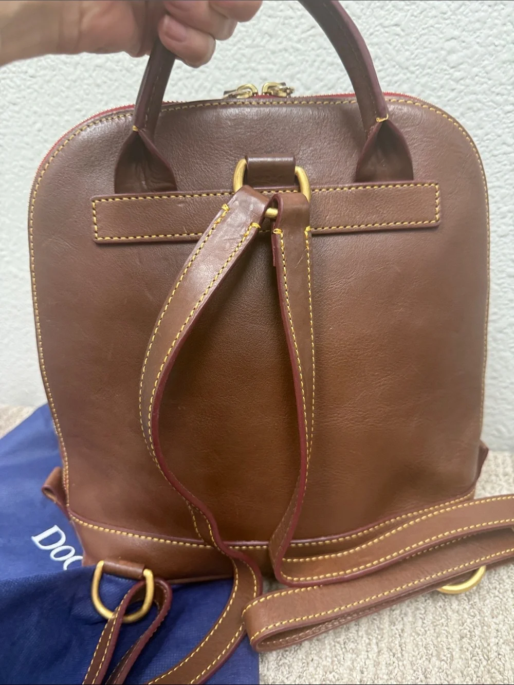 Dooney & Bourke Chocolate Brown Leather Dome Backpack